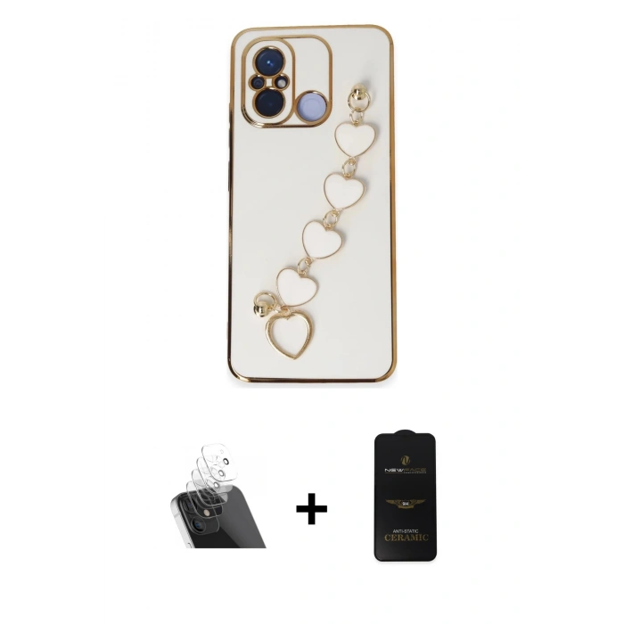 MARSİLYAN™- Redmi 12C Kılıf Nova Işık Prime - Siyah 6D Antistatik Mat Seramik Hayalet Nano Ekran Koruyucu + Kamera Lens Koruma Cam - SF