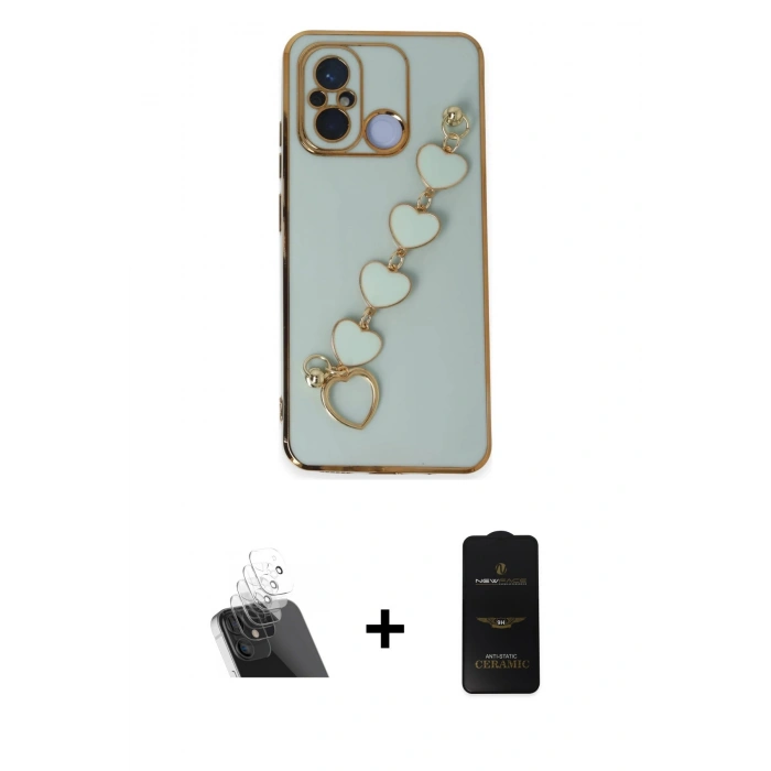 MARSİLYAN™- Redmi 12C Kılıf Nova Işık Prime - Siyah 6D Antistatik Mat Seramik Hayalet Nano Ekran Koruyucu + Kamera Lens Koruma Cam - SF