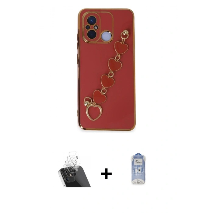 MARSİLYAN™- Redmi 12C Kılıf Nova Işık Prime - Siyah Joko Magic 5D Cam + Kamera Lens Koruma Cam - SF