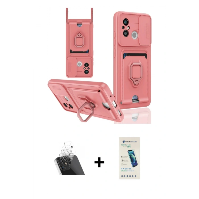 MARSİLYAN™- Redmi 12C Kılıf Vadi Form Prime - Şeffaf Pasifik Cam Ekran Koruyucu + Şeffaf Kamera Lens Koruma Cam