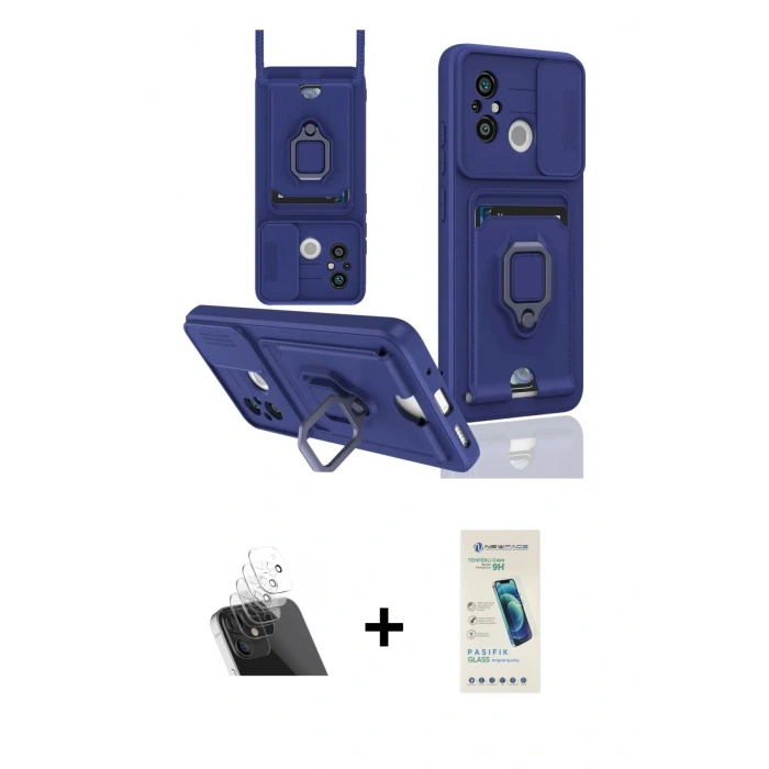 MARSİLYAN™- Redmi 12C Kılıf Vadi Form Prime - Şeffaf Pasifik Cam Ekran Koruyucu + Şeffaf Kamera Lens Koruma Cam