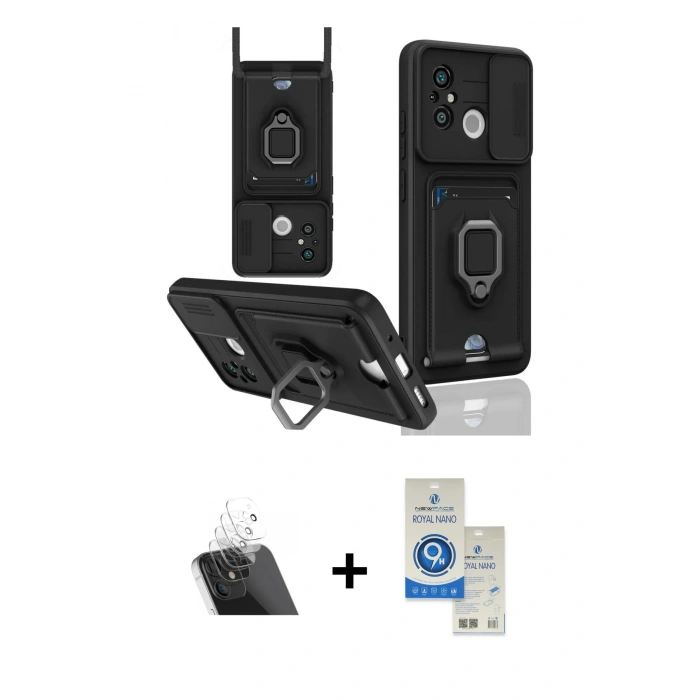MARSİLYAN™- Redmi 12C Kılıf Vadi Form Prime - Şeffaf Royal Nano Ekran Koruyucu + Kamera Lens Koruma Cam - SF