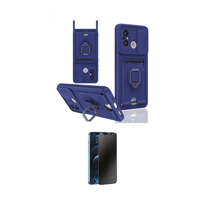 MARSİLYAN™- Redmi 12C Kılıf Vadi Form Prime - Siyah 3D Antistatik Hayalet Cam Ekran Koruyucu
