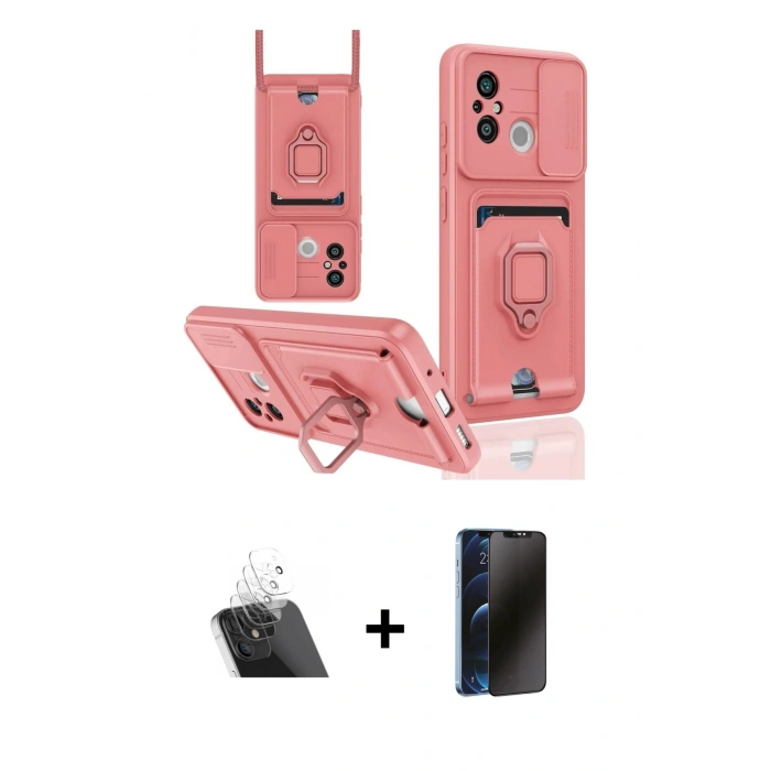 MARSİLYAN™- Redmi 12C Kılıf Vadi Form Prime - Siyah 3D Antistatik Hayalet Cam Ekran Koruyucu + Kamera Lens Koruma Cam - SF
