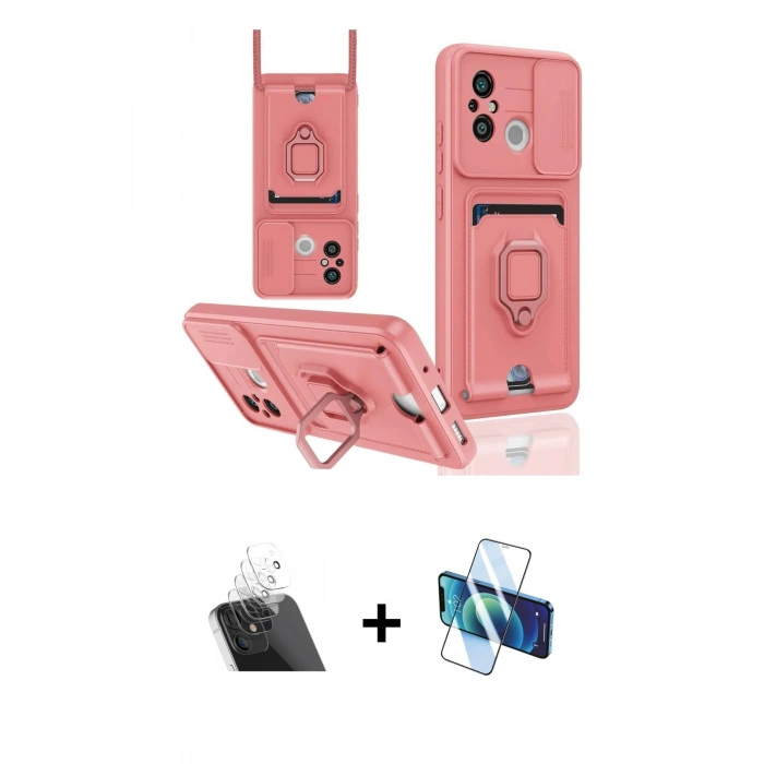 MARSİLYAN™- Redmi 12C Kılıf Vadi Form Prime - Siyah 3D Antistatik Seramik Nano Ekran Koruyucu + Kamera Lens Koruma Cam - SF