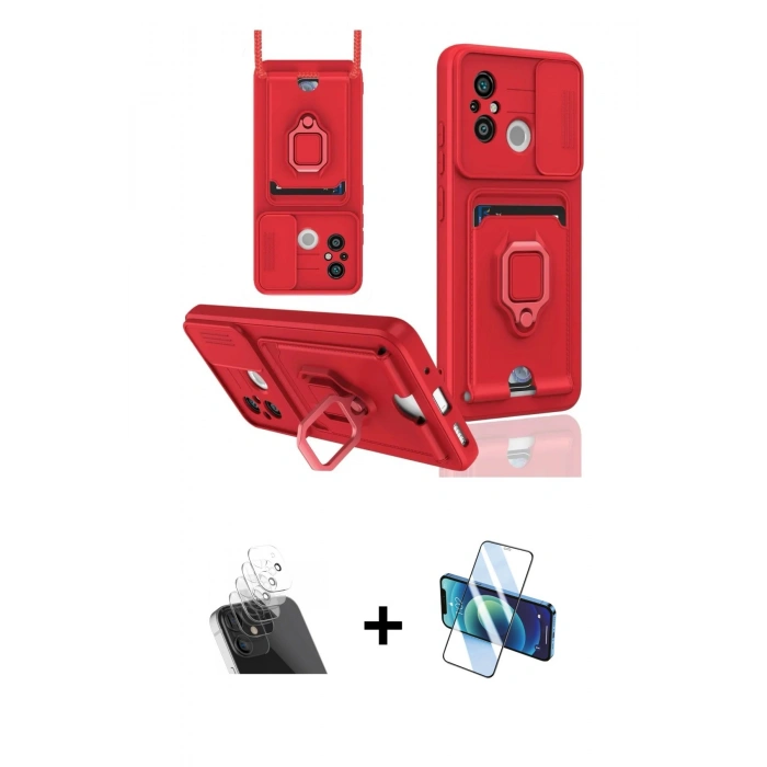 MARSİLYAN™- Redmi 12C Kılıf Vadi Form Prime - Siyah 3D Antistatik Seramik Nano Ekran Koruyucu + Kamera Lens Koruma Cam - SF