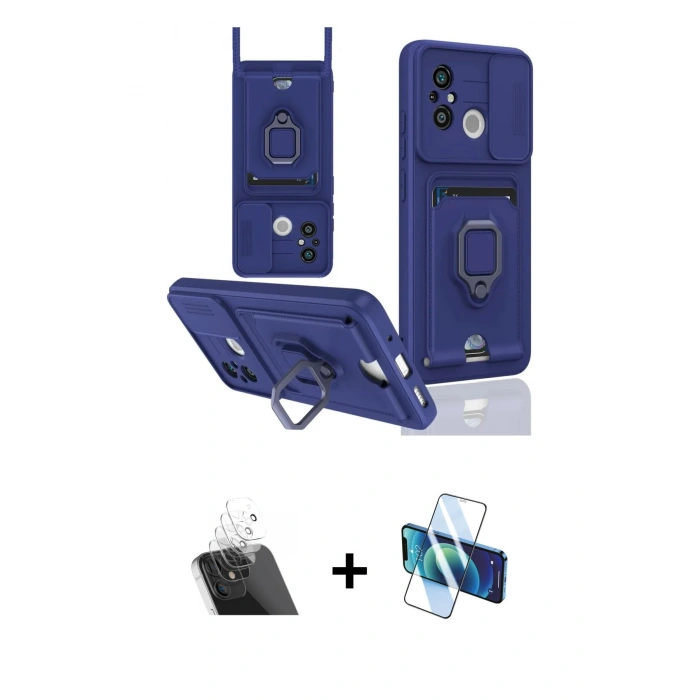 MARSİLYAN™- Redmi 12C Kılıf Vadi Form Prime - Siyah 3D Antistatik Seramik Nano Ekran Koruyucu + Kamera Lens Koruma Cam - SF