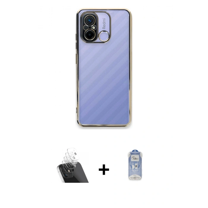 MARSİLYAN™- Redmi 12C Kılıf Vadi Minimal - Siyah Joko Magic 5D Cam + Kamera Lens Koruma Cam - SF