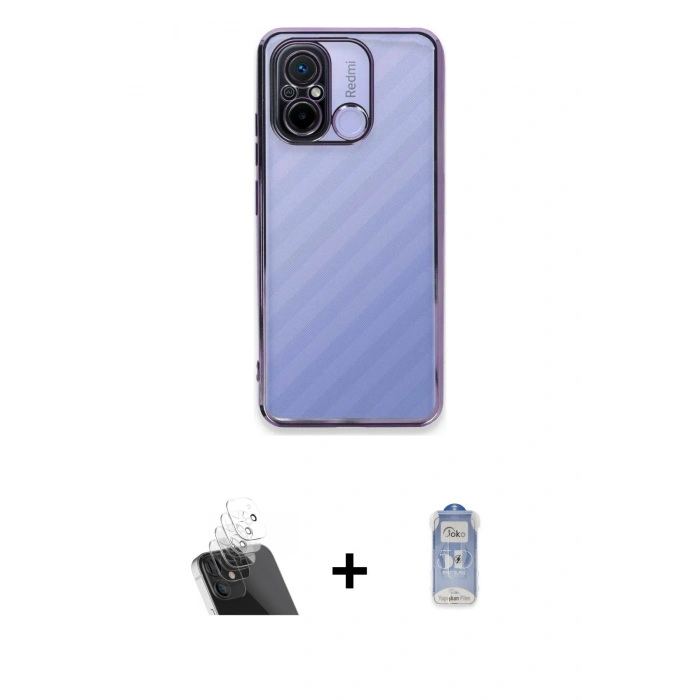 MARSİLYAN™- Redmi 12C Kılıf Vadi Minimal - Siyah Joko Magic 5D Cam + Kamera Lens Koruma Cam - SF