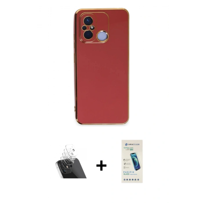MARSİLYAN™- Redmi 12C Kılıf Yankı Serisi - Şeffaf Pasifik Cam Ekran Koruyucu + Kamera Lens Koruma Cam - SF