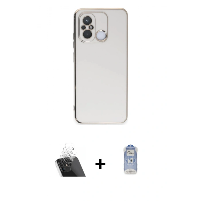 MARSİLYAN™- Redmi 12C Kılıf Yankı Serisi - Siyah Joko Magic 5D Cam + Kamera Lens Koruma Cam - SF