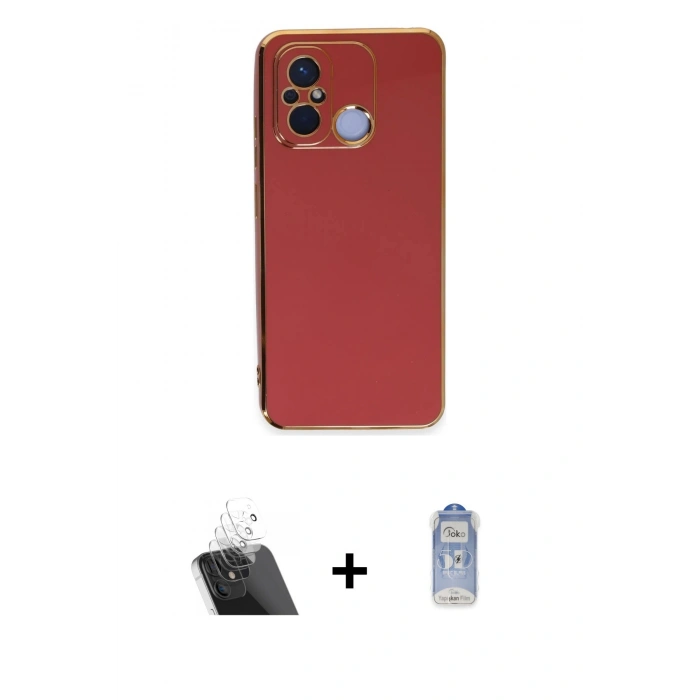 MARSİLYAN™- Redmi 12C Kılıf Yankı Serisi - Siyah Joko Magic 5D Cam + Kamera Lens Koruma Cam - SF