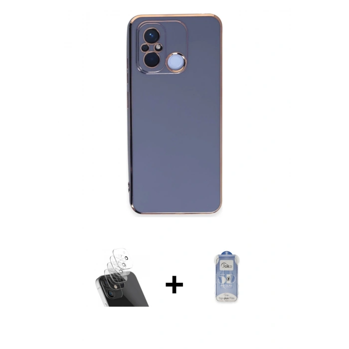 MARSİLYAN™- Redmi 12C Kılıf Yankı Serisi - Siyah Joko Magic 5D Cam + Kamera Lens Koruma Cam - SF