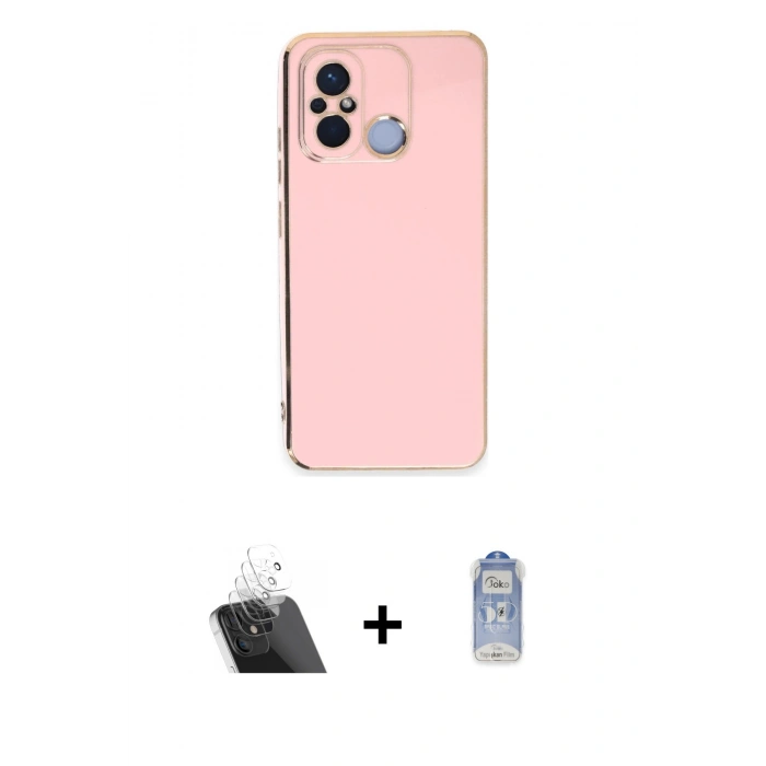 MARSİLYAN™- Redmi 12C Kılıf Yankı Serisi - Siyah Joko Magic 5D Cam + Kamera Lens Koruma Cam - SF