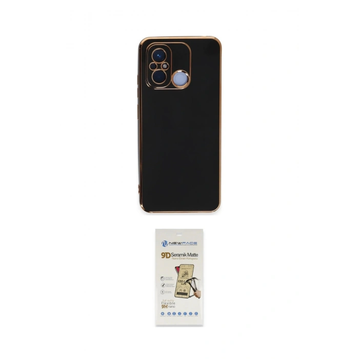 MARSİLYAN™- Redmi 12C Kılıf Yankı Serisi - Siyah Mat Seramik Nano Ekran Koruyucu