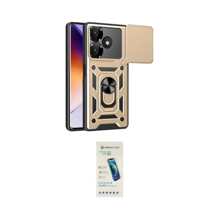 MARSİLYAN™- Redmi 13 4G Kılıf Ahenk Klasik - Şeffaf Pasifik Cam Ekran Koruyucu