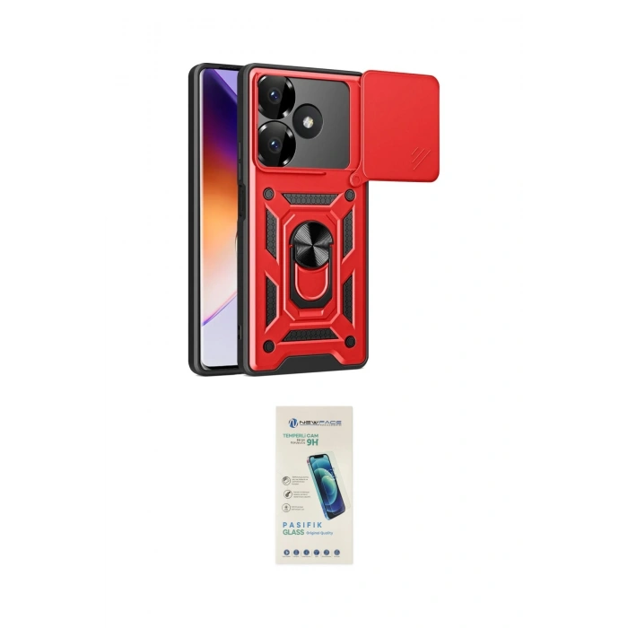 MARSİLYAN™- Redmi 13 4G Kılıf Ahenk Klasik - Şeffaf Pasifik Cam Ekran Koruyucu