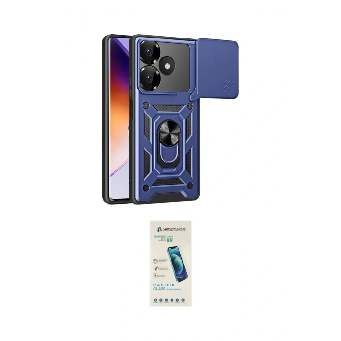 MARSİLYAN™- Redmi 13 4G Kılıf Ahenk Klasik - Şeffaf Pasifik Cam Ekran Koruyucu