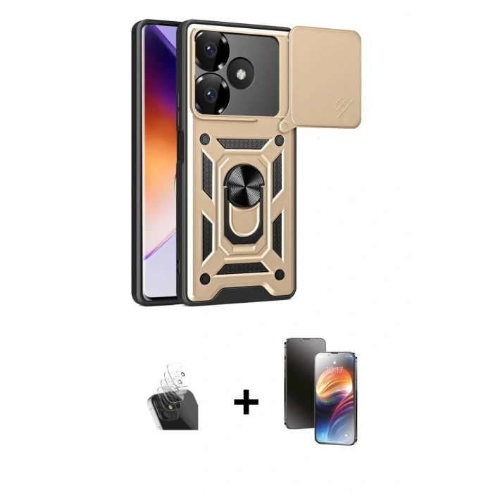 MARSİLYAN™- Redmi 13 4G Kılıf Ahenk Klasik - Siyah 3D Antistatik Mat Seramik Nano Ekran Koruyucu + Kamera Lens Koruma Cam - SF