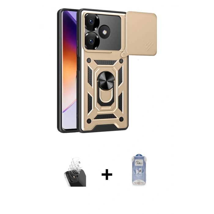 MARSİLYAN™- Redmi 13 4G Kılıf Ahenk Klasik - Siyah Joko Magic 5D Cam + Kamera Lens Koruma Cam - SF