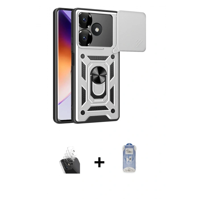 MARSİLYAN™- Redmi 13 4G Kılıf Ahenk Klasik - Siyah Joko Magic 5D Cam + Kamera Lens Koruma Cam - SF