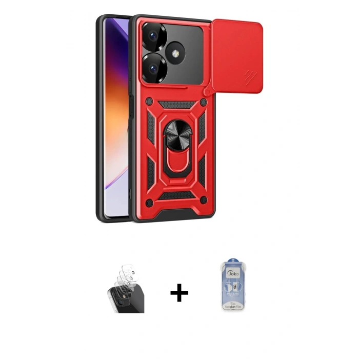 MARSİLYAN™- Redmi 13 4G Kılıf Ahenk Klasik - Siyah Joko Magic 5D Cam + Kamera Lens Koruma Cam - SF