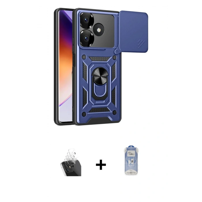 MARSİLYAN™- Redmi 13 4G Kılıf Ahenk Klasik - Siyah Joko Magic 5D Cam + Kamera Lens Koruma Cam - SF