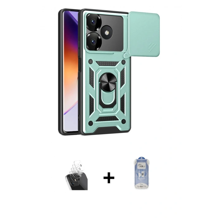 MARSİLYAN™- Redmi 13 4G Kılıf Ahenk Klasik - Siyah Joko Magic 5D Cam + Kamera Lens Koruma Cam - SF
