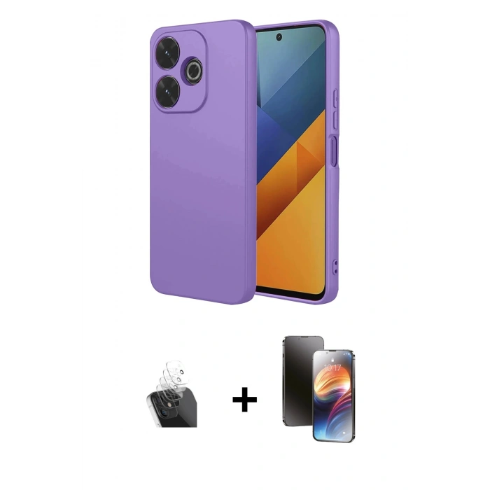 MARSİLYAN™- Redmi 13 4G Kılıf Ahenk Serisi - Siyah 3D Antistatik Mat Seramik Nano Ekran Koruyucu + Kamera Lens Koruma Cam - SF