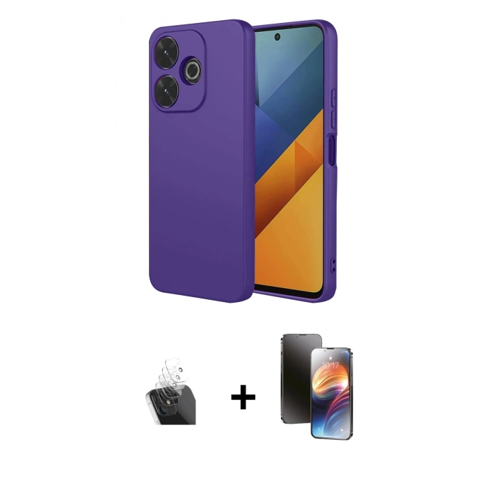 MARSİLYAN™- Redmi 13 4G Kılıf Ahenk Serisi - Siyah 3D Antistatik Mat Seramik Nano Ekran Koruyucu + Kamera Lens Koruma Cam - SF