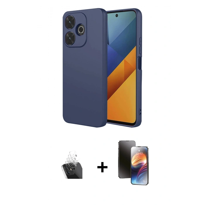 MARSİLYAN™- Redmi 13 4G Kılıf Ahenk Serisi - Siyah 3D Antistatik Mat Seramik Nano Ekran Koruyucu + Kamera Lens Koruma Cam - SF