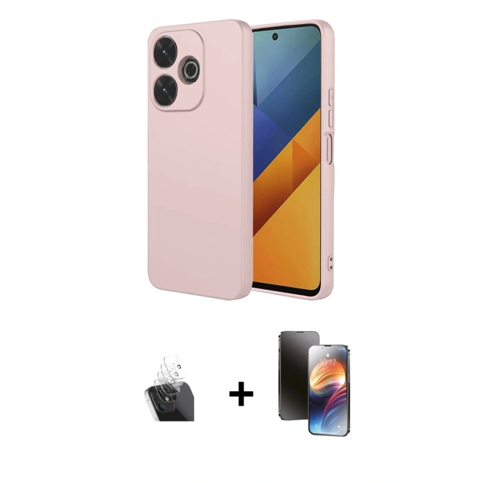 MARSİLYAN™- Redmi 13 4G Kılıf Ahenk Serisi - Siyah 3D Antistatik Mat Seramik Nano Ekran Koruyucu + Kamera Lens Koruma Cam - SF