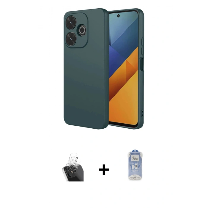 MARSİLYAN™- Redmi 13 4G Kılıf Ahenk Serisi - Siyah Joko Magic 5D Cam + Kamera Lens Koruma Cam - SF