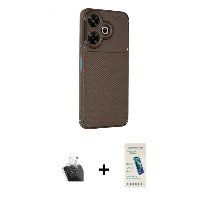 MARSİLYAN™- Redmi 13 4G Kılıf Eksen Form Prime - Şeffaf Pasifik Cam Ekran Koruyucu + Kamera Lens Koruma Cam - SF