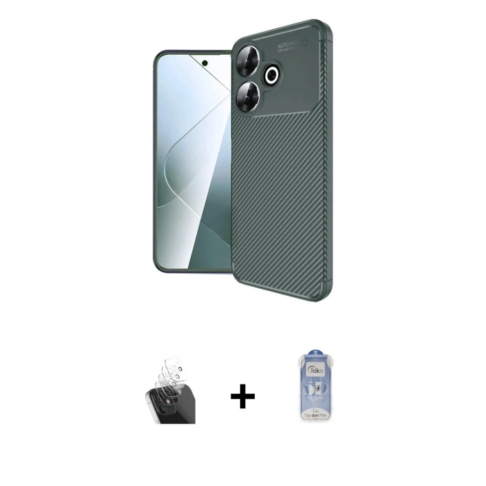 MARSİLYAN™- Redmi 13 4G Kılıf Eksen Form Prime - Siyah Joko Magic 5D Cam + Kamera Lens Koruma Cam - SF