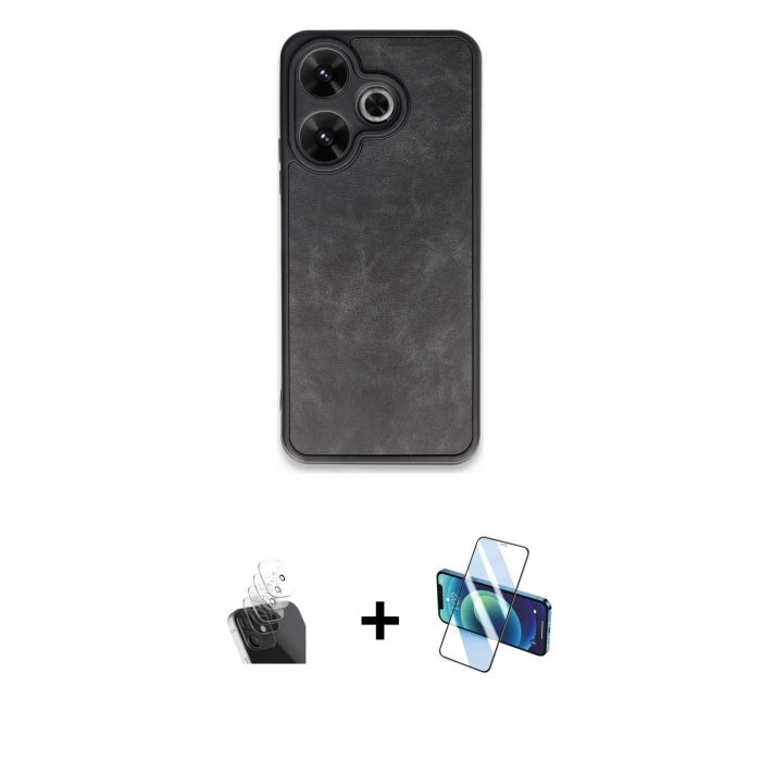 MARSİLYAN™- Redmi 13 4G Kılıf Kıvılcım Işık Serisi - Siyah 3D Antistatik Seramik Nano Ekran Koruyucu + Kamera Lens Koruma Cam - SF