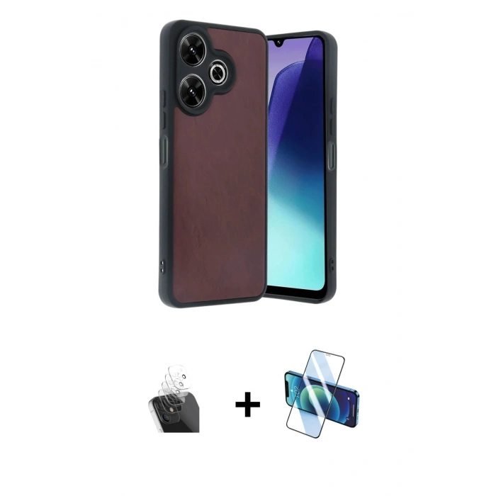 MARSİLYAN™- Redmi 13 4G Kılıf Kıvılcım Işık Serisi - Siyah 3D Antistatik Seramik Nano Ekran Koruyucu + Kamera Lens Koruma Cam - SF
