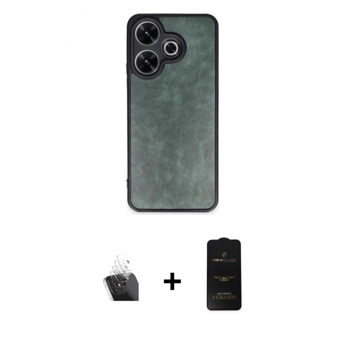 MARSİLYAN™- Redmi 13 4G Kılıf Kıvılcım Işık Serisi - Siyah 6D Antistatik Mat Seramik Hayalet Nano Ekran Koruyucu + Kamera Lens Koruma Cam - SF