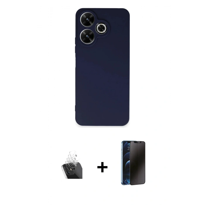 MARSİLYAN™- Redmi 13 4G Kılıf Kozmos Yansıma Özel Seri - Siyah 3D Antistatik Hayalet Cam Ekran Koruyucu + Kamera Lens Koruma Cam - SF