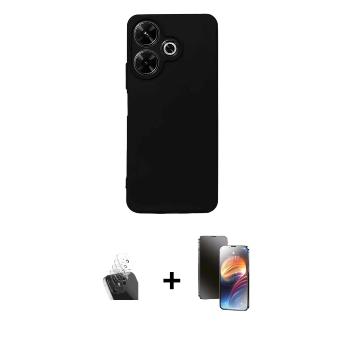 MARSİLYAN™- Redmi 13 4G Kılıf Kozmos Yansıma Özel Seri - Siyah 3D Antistatik Mat Seramik Nano Ekran Koruyucu + Kamera Lens Koruma Cam - SF
