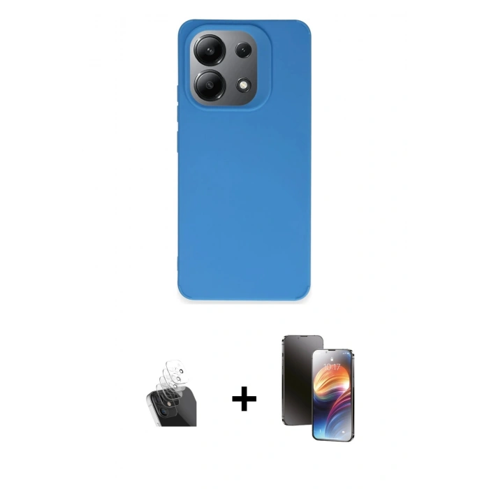 MARSİLYAN™- Redmi 13 4G Kılıf Kozmos Yansıma Özel Seri - Siyah 3D Antistatik Mat Seramik Nano Ekran Koruyucu + Kamera Lens Koruma Cam - SF