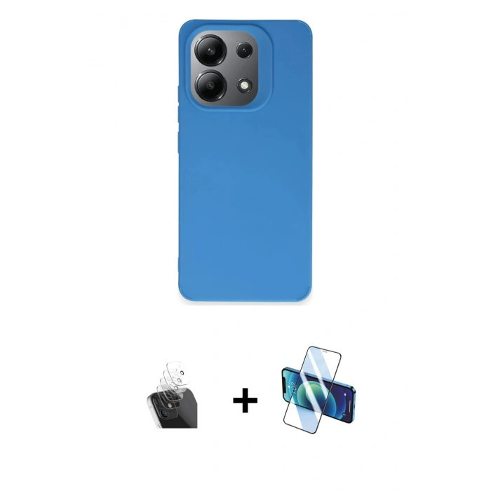 MARSİLYAN™- Redmi 13 4G Kılıf Kozmos Yansıma Özel Seri - Siyah 3D Antistatik Seramik Nano Ekran Koruyucu + Kamera Lens Koruma Cam - SF