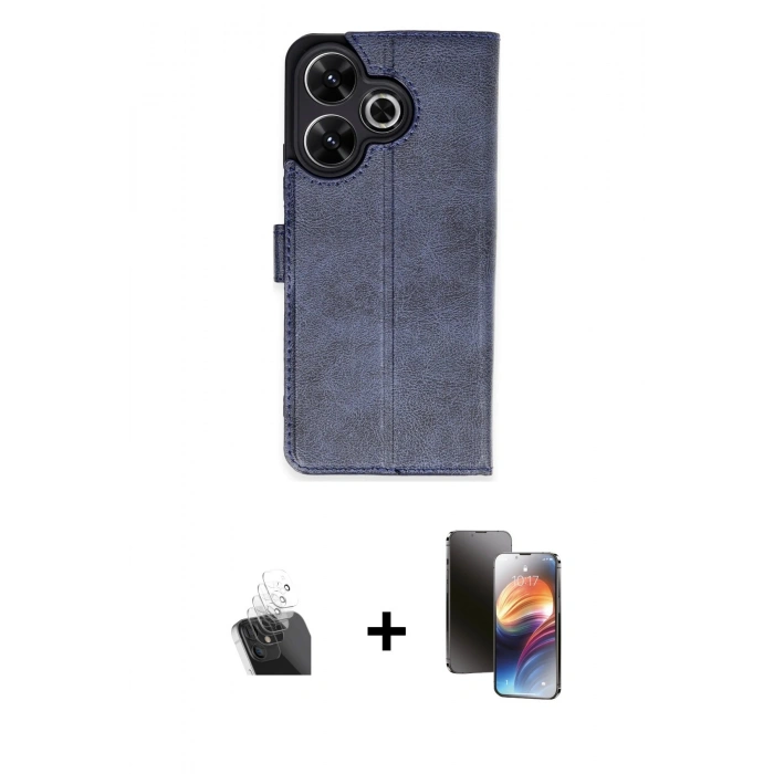 MARSİLYAN™- Redmi 13 4G Kılıf Siluet Işık Serisi - Siyah 3D Antistatik Mat Seramik Nano Ekran Koruyucu + Kamera Lens Koruma Cam - SF