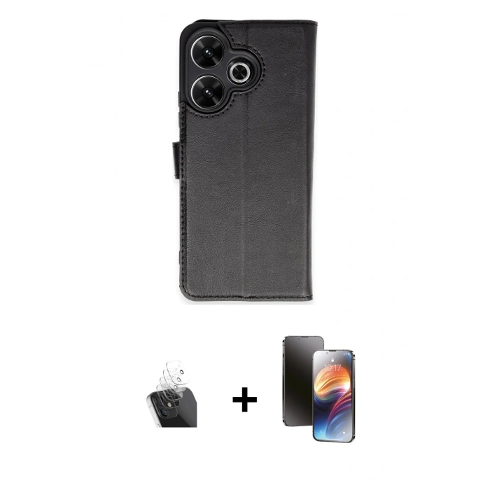 MARSİLYAN™- Redmi 13 4G Kılıf Siluet Işık Serisi - Siyah 3D Antistatik Mat Seramik Nano Ekran Koruyucu + Kamera Lens Koruma Cam - SF