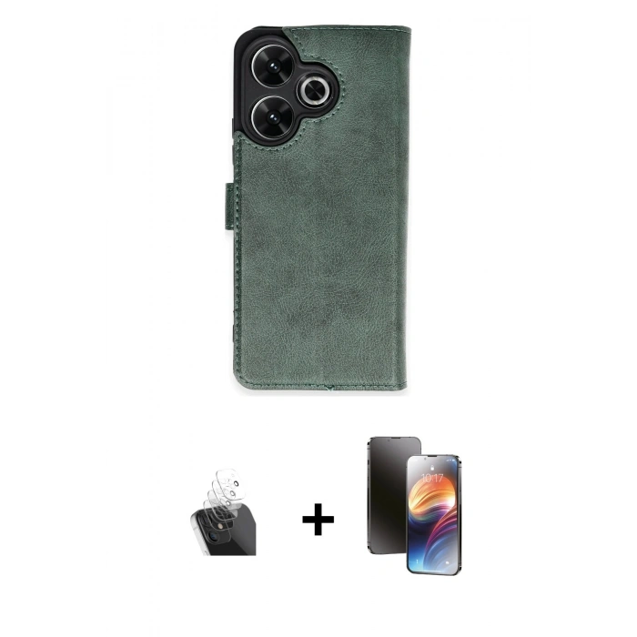 MARSİLYAN™- Redmi 13 4G Kılıf Siluet Işık Serisi - Siyah 3D Antistatik Mat Seramik Nano Ekran Koruyucu + Kamera Lens Koruma Cam - SF