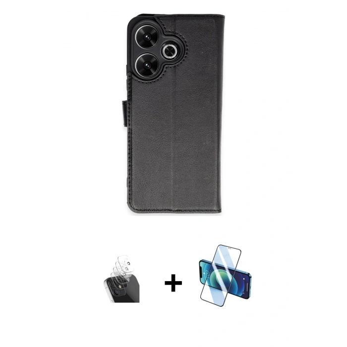MARSİLYAN™- Redmi 13 4G Kılıf Siluet Işık Serisi - Siyah 3D Antistatik Seramik Nano Ekran Koruyucu + Kamera Lens Koruma Cam - SF