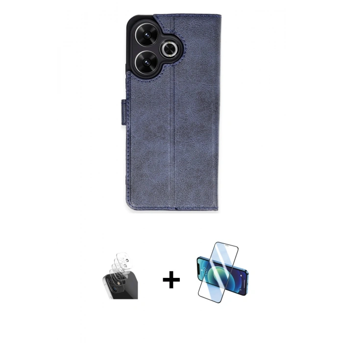 MARSİLYAN™- Redmi 13 4G Kılıf Siluet Işık Serisi - Siyah 3D Antistatik Seramik Nano Ekran Koruyucu + Kamera Lens Koruma Cam - SF