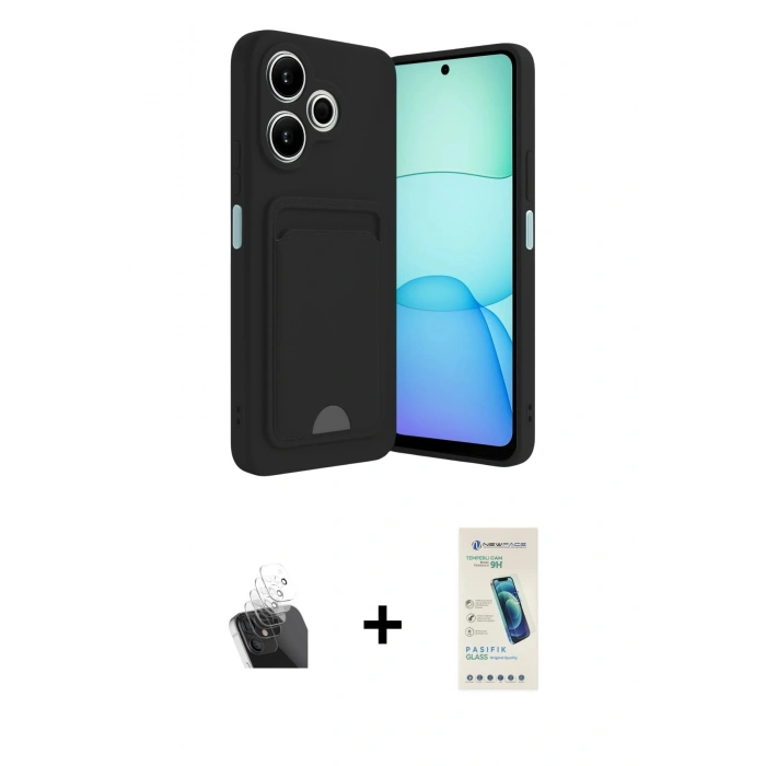 MARSİLYAN™- Redmi 13 4G Kılıf Vadi Çizgi Prime - Şeffaf Pasifik Cam Ekran Koruyucu + Kamera Lens Koruma Cam - SF