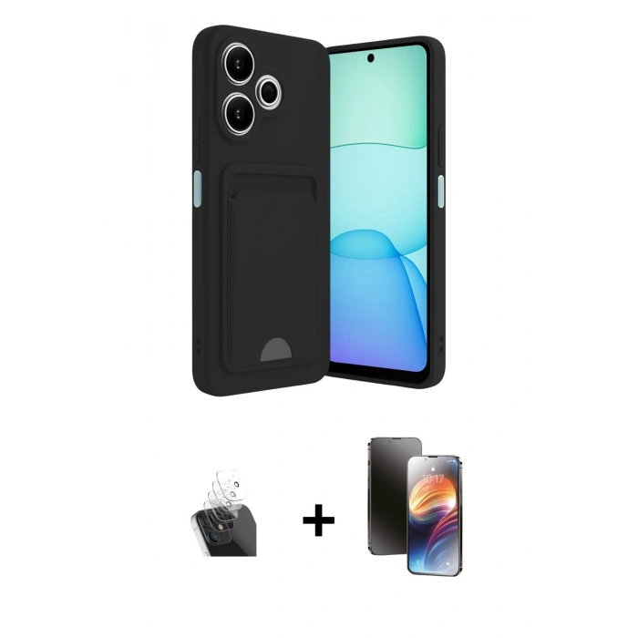 MARSİLYAN™- Redmi 13 4G Kılıf Vadi Çizgi Prime - Siyah 3D Antistatik Mat Seramik Nano Ekran Koruyucu + Kamera Lens Koruma Cam - SF