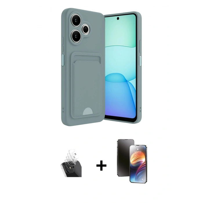 MARSİLYAN™- Redmi 13 4G Kılıf Vadi Çizgi Prime - Siyah 3D Antistatik Mat Seramik Nano Ekran Koruyucu + Kamera Lens Koruma Cam - SF